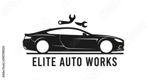 Elite Auto Works Car Repair Service Logo.