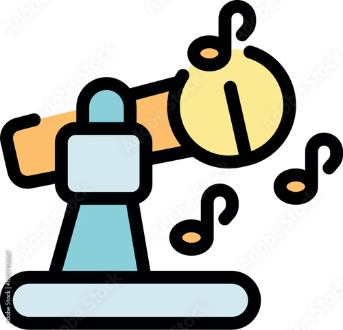 Wireless microphone on stand emitting musical notes, ideal for karaoke, podcasting, or music performances