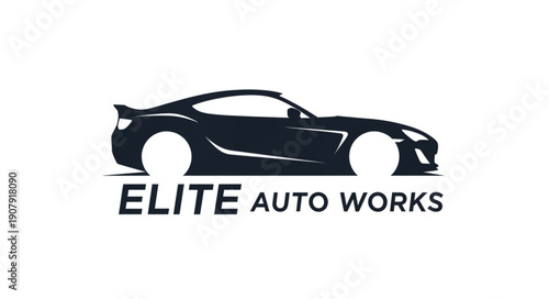 Elite Auto Works Sports Car Logo.
