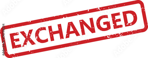 This striking red rubber stamp prominently displays the word EXCHANGED diagonally on a crisp white surface