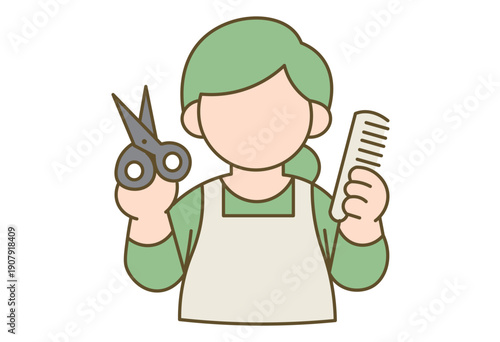 Hairdresser Holding Scissors And Comb Illustration For Hair Salon Beauty Service And Professional Occupation Concept