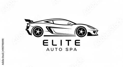 Elite Auto Spa Logo with Sports Car Silhouette.