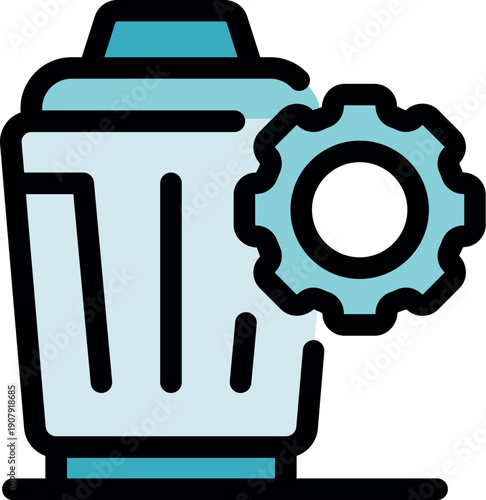 Trash can icon with a cogwheel, representing settings, maintenance, or configuration options related to file deletion and data management