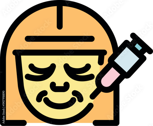 Beautician injecting filler into woman's face, providing anti aging treatment for wrinkles