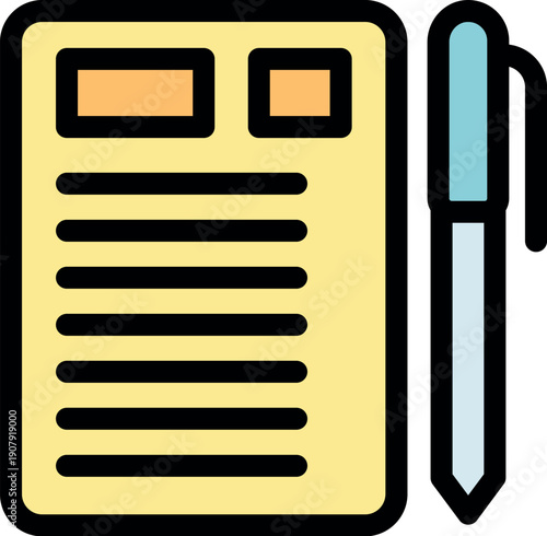 Note pad with pen represents taking notes, jotting down ideas, and writing