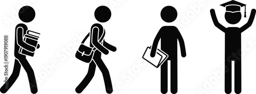 Stick Figure Man Collection Showing Different Body Language Gestures Success Protest Arms Raised Crossed Arms And Standing Poses Vector Illustration Set