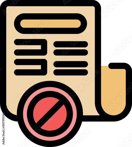 Prohibition sign on document, representing denied access, confidential file, or restricted information