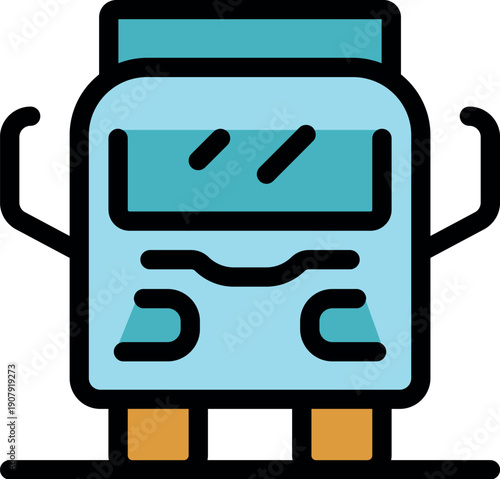 Coach bus icon representing intercity travel, passenger transportation, and modern vehicles