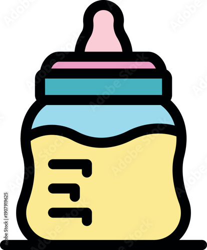 Baby bottle containing milk or infant formula, ensuring proper nourishment for healthy growth and development