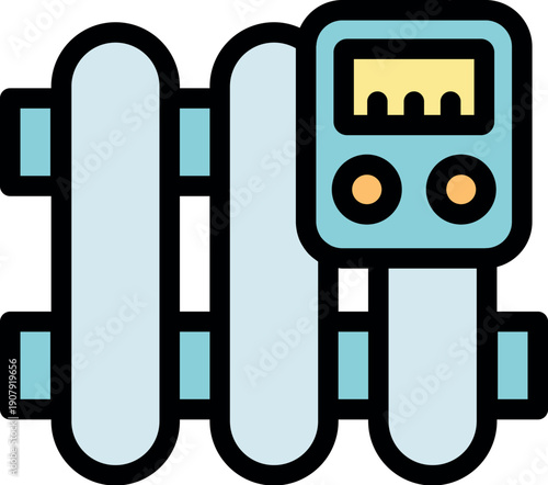 Illustration of a digital thermostat on a pipe system