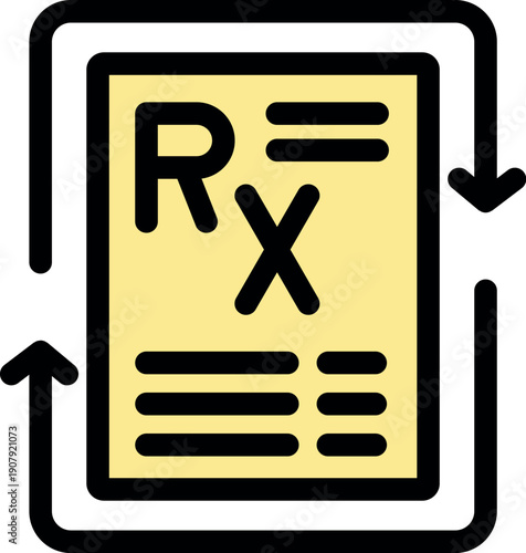 Medical prescription with rx symbol is undergoing renewal process, emphasizing healthcare access and medicine refill