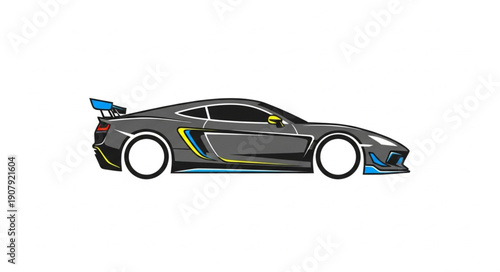 Futuristic Black Sports Car Design.