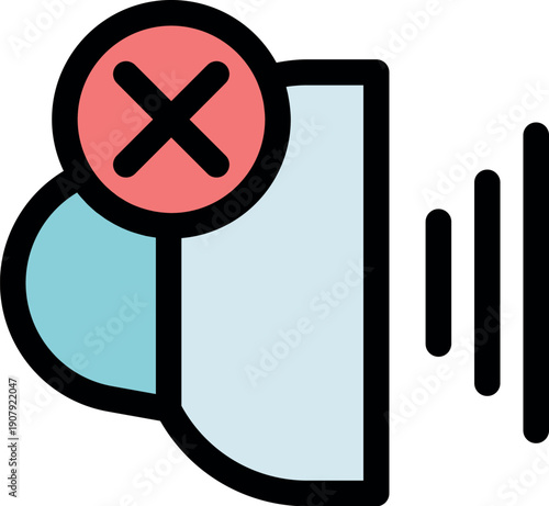 Mute or silent icon showing quiet please, no music, do not disturb, or volume off concept