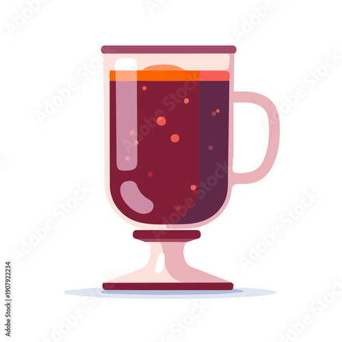 Modern flat 2D vector illustration of Mulled Wine, clean and minimal design, isolated on white background.