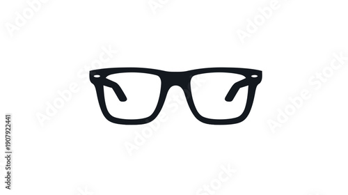A simple, black-outlined illustration of square-framed glasses, sitting in the center
