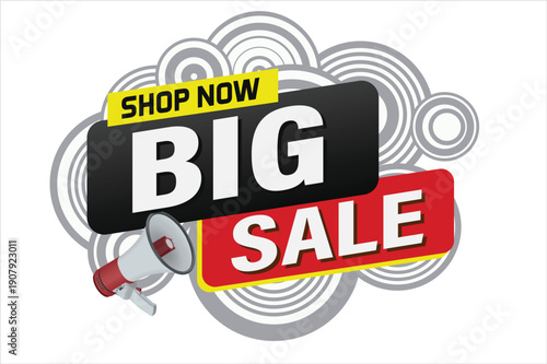 Big sale buy now poster banner graphic design icon logo sign symbol social media website coupon Banner design template for marketing. Special offer promotion retail

