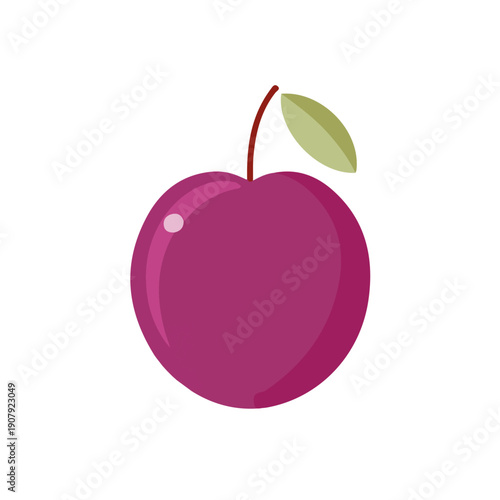 Plum in a clean 2D flat vector icon style, minimal and simple, set on a plain white background.