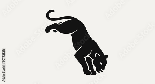Black panther silhouette dynamic vector illustration on light background