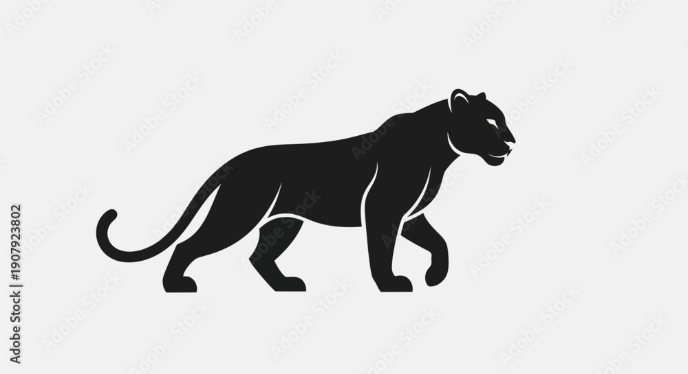 Obraz premium Black panther silhouette on white background illustration for design resources