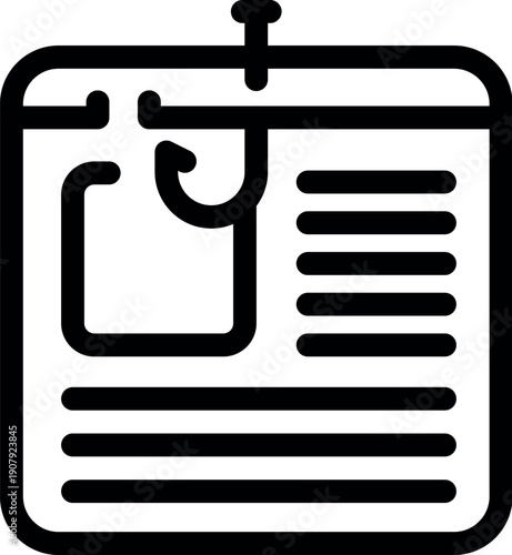 Hook representing phishing attack stealing sensitive data through malicious website