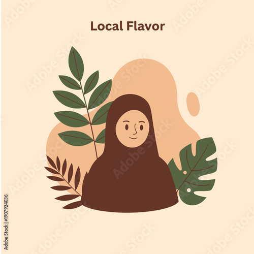 Apple tree scene with man woman and apples in vector illustration style