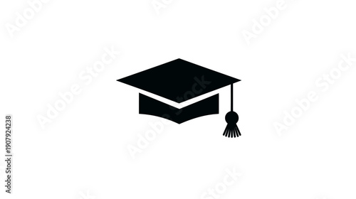A graduation cap silhouette, rendered in solid black against a clean white background