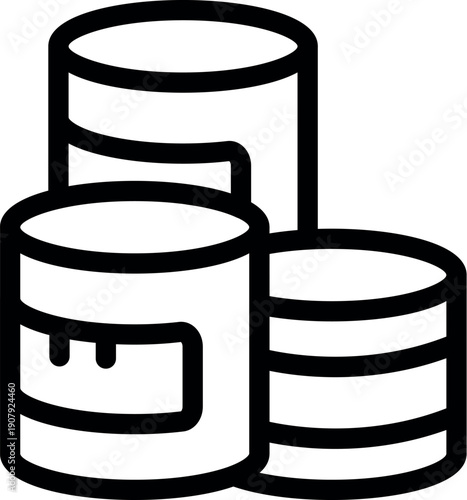 Three closed metal paint cans forming a stack, suggesting storage or organization in a workshop or industrial setting