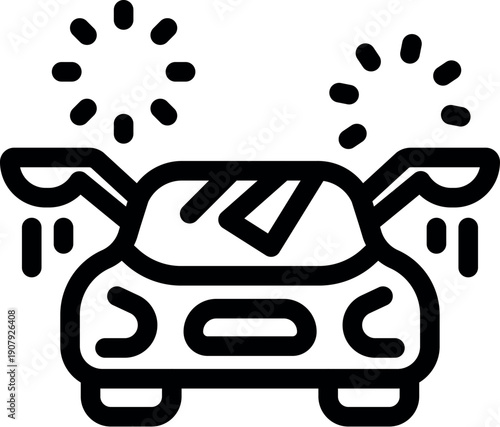 Innovative flying car with open gull wing doors is taking off, symbolizing future transportation