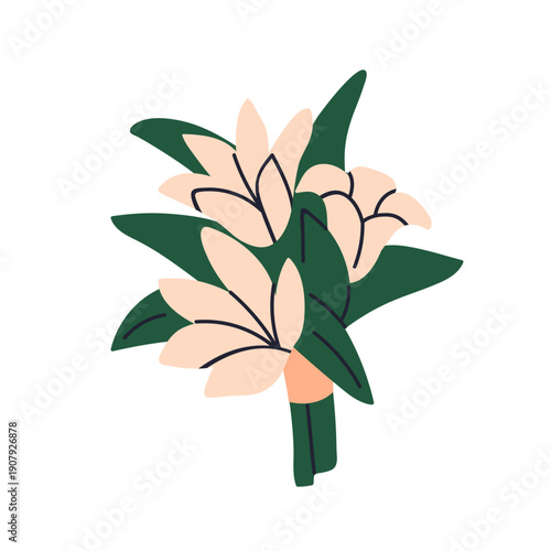 Floral bunch, wedding bouquet, posy. Gentle delicate blooms and leaf, fresh s...