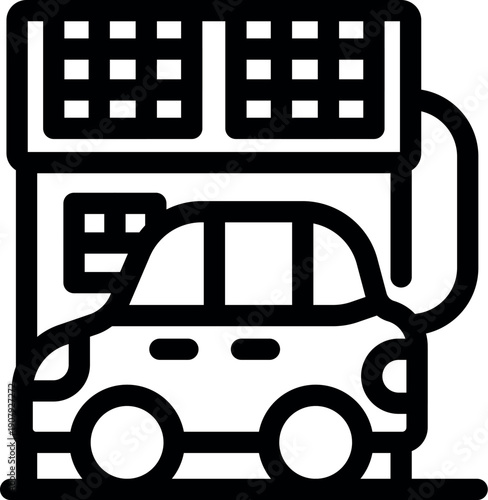 Electric car charging at a station powered by solar panels, representing sustainable and eco conscious transportation