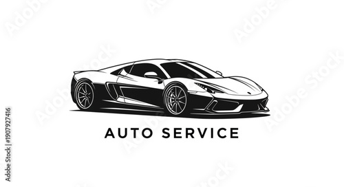 Luxury Sports Car Auto Service Illustration.