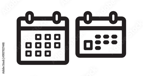 Two different styles of calendar icons showing schedule planning and date organization concepts together