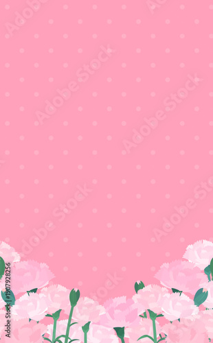 薄ピンクカーネーションの背景フレーム_下_縦