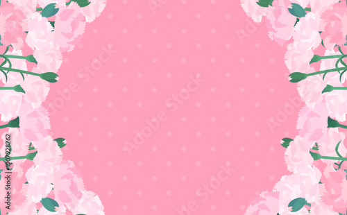 薄ピンクカーネーションの背景フレーム_左右_横