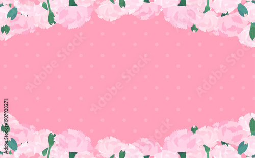 薄ピンクカーネーションの背景フレーム_上下_横