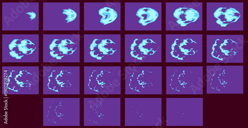 Cartoon Blue color Fire Energy blast vector Illustration, Frame by Frame classic animation used for 2D, Games, Motion Graphics, Animated Posters, infographics