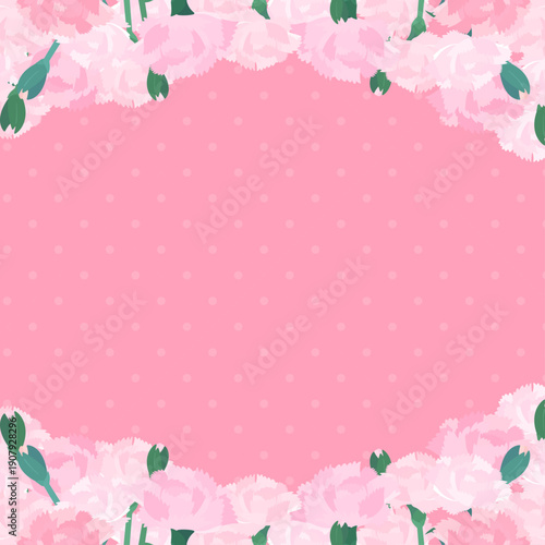 薄ピンクカーネーションの背景フレーム_上下_正方形