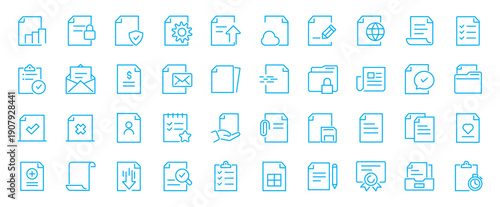 Document icon set. editable stroke. Vector illustration