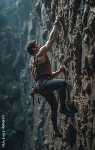 Wallpaper Mural A man Climber Competing with Relentless Ambition in a Fiercely Intense Competition Torontodigital.ca