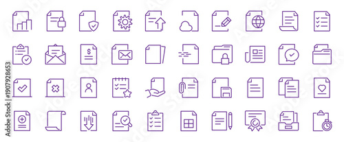Document icon set. editable stroke. Vector illustration