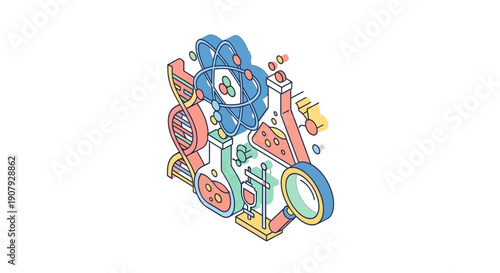 Colorful illustration of scientific concepts, perfect for educational materials and research