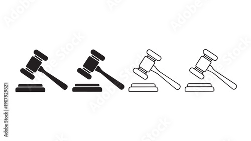 Gavel icon set. judge gavel icon vector. law icon vector. auction hammer