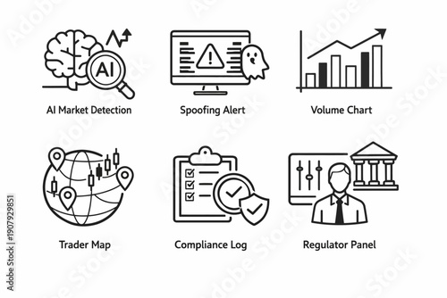 Ai market detection and compliance: spoofing alerts, volume charts, trader maps, regulation tools