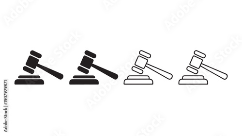 Gavel icon set. judge gavel icon vector. law icon vector. auction hammer
