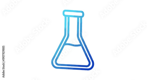 A vibrant blue gradient laboratory flask vector illustration on a clean white backdrop