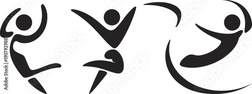 Abstract dancing people silhouettes showing movement energy and fitness concept isolated on white background modern vector illustration design