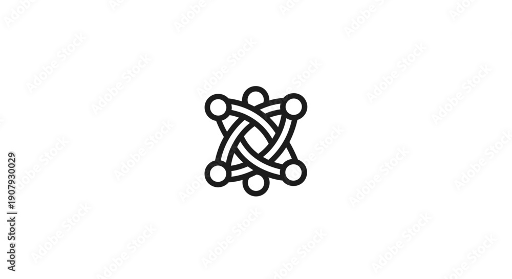 Obraz premium Abstract geometric icon depicting interconnection and network on a plain white background