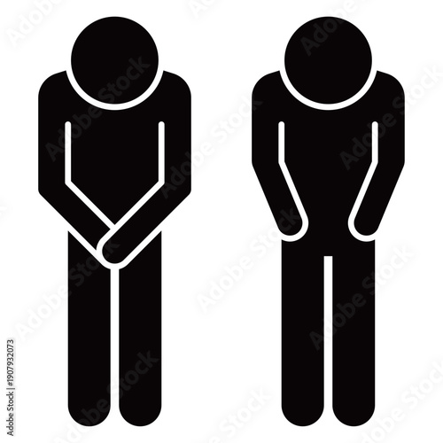 謝罪や感謝の挨拶をする人物のお辞儀ピクトグラム・ベクターアイコンセット