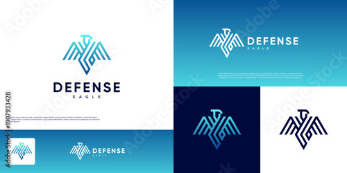 Digital security logo with an abstract eagle shape, dynamic trust, vector design illustration.
