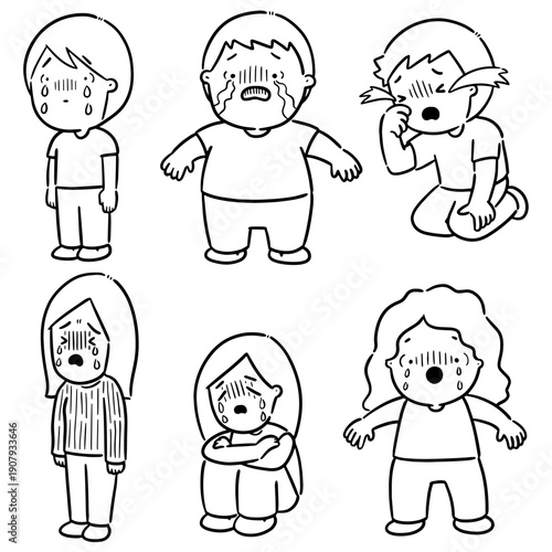 vector set of crying people